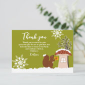 Fluffy Eichhörnchen Geschenk Winter Baby Duschgesc Dankeskarte (Stehend Vorderseite)