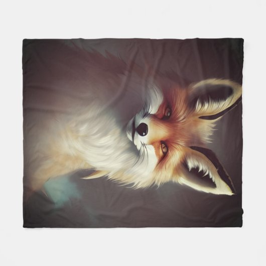 Fluffy Fantasy Red Fox Watercolor Fleecedecke (Vorderseite (Horizontal))