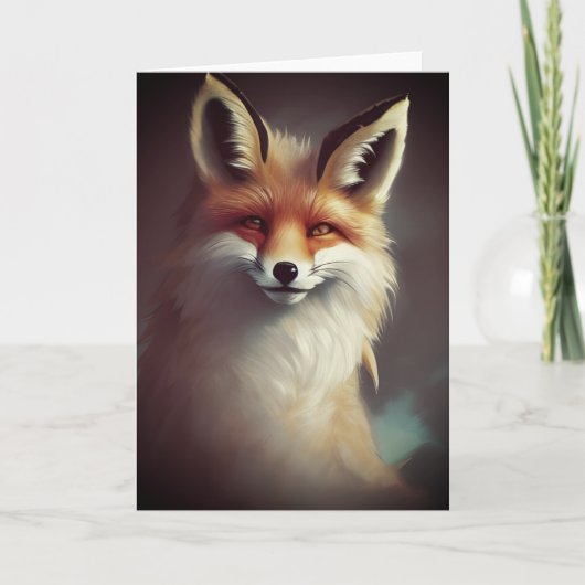 Fluffy Fantasy Red Fox Watercolor Karte (Vorderseite)