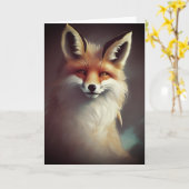 Fluffy Fantasy Red Fox Watercolor Karte (Gelbe Blume)