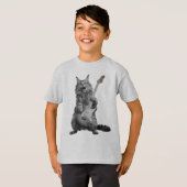 Fluffy Feline Rocker Wird Long-Haired Cat Gitarist T-Shirt (Vorne ganz)
