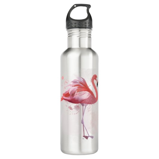 Fluffy Flamingo Edelstahlflasche (Vorderseite)