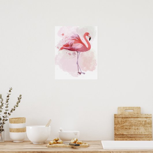 Fluffy Flamingo Poster (Küche)