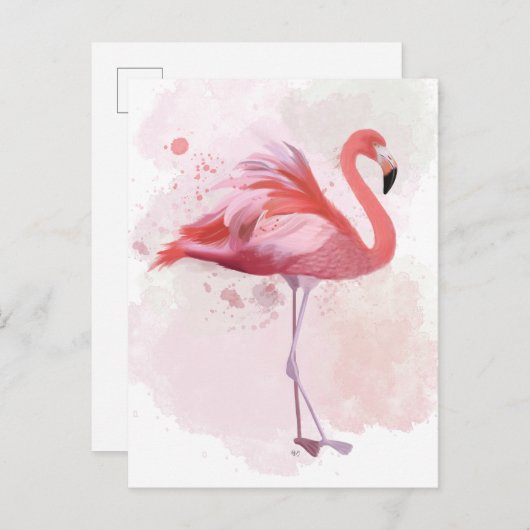 Fluffy Flamingo Postkarte (Vorne/Hinten)
