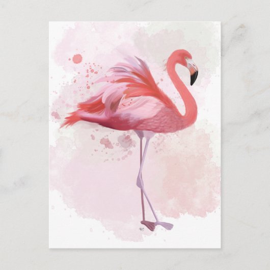 Fluffy Flamingo Postkarte (Vorderseite)