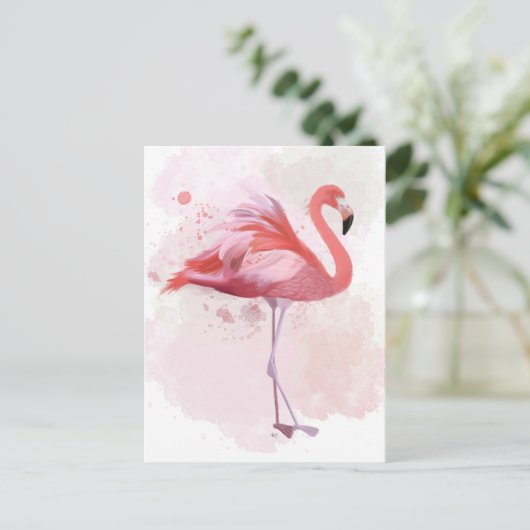 Fluffy Flamingo Postkarte (Stehend Vorderseite)