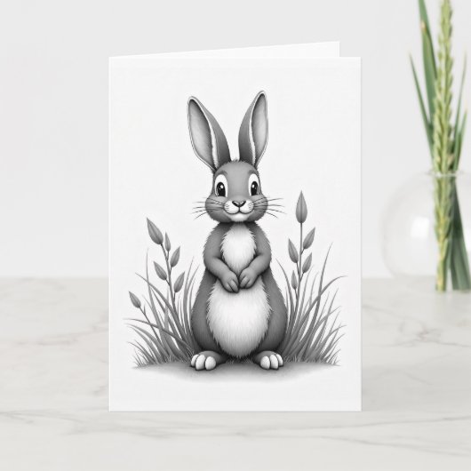Fluffy Friend Gray Art Card Karte (Vorderseite)