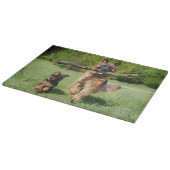 Fluffy German Shepherd Dog and Puppy Schneidebrett (Ecke)