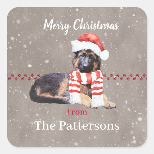 Fluffy German Shepherd Welppy so Niedlich Quadratischer Aufkleber (Vorderseite)