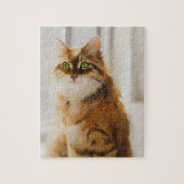 Fluffy Ginger Cat im Fenster Puzzle (Vertikal)