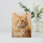 Fluffy Ginger Cat Postkarte (Stehend Vorderseite)