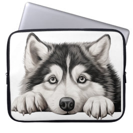 FLUFFY GRAU UND WEISS ALASKAN MALAMUTE HUND LAPTOPSCHUTZHÜLLE