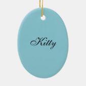 Fluffy Gray Cat auf blauem Hintergrund Keramikornament (Hinten)