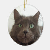 Fluffy Gray Cat Keramik Ornament (Links)