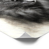 Fluffy Gray Cat Sketch - Soft Feline Portrait Art Poster (Ecke)