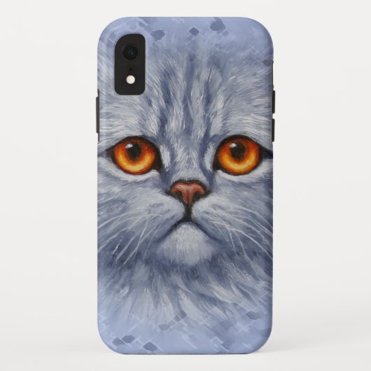 Fluffy Gray Tabby Cat Kitten Face Case-Mate iPhone Hülle (Rückseite)