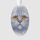 Fluffy Gray Tabby Cat Kitten Face Ornament (Vorderseite)