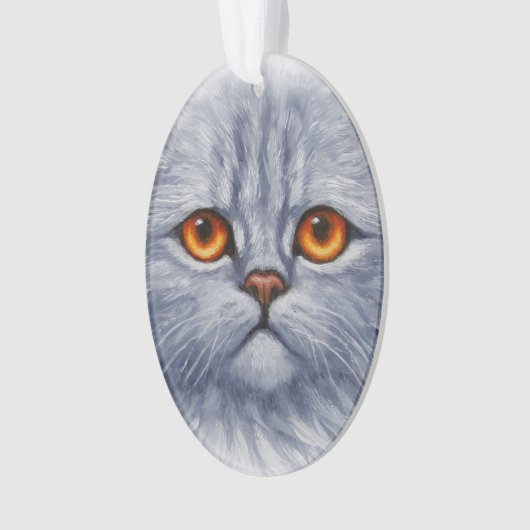 Fluffy Gray Tabby Cat Kitten Face Ornament (Vorderseite)