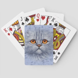Fluffy Gray Tabby Cat Kitten Face Spielkarten