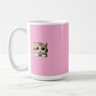 Fluffy Gray Tabby Kitten with Big Green Eyes Kaffeetasse