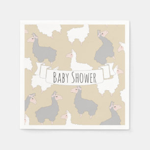 Fluffy Gray & White Llamas Babydusche Serviette