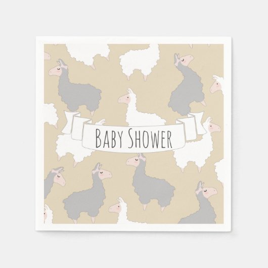 Fluffy Gray & White Llamas Babydusche Serviette (Vorderseite)