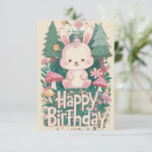 Fluffy Greeting Bunny Digital Geburtstag Karte (Stehend Vorderseite)