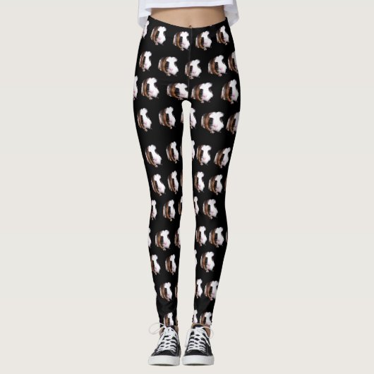 Fluffy Guinea Pigs Ladys Full Print Leggings (Vorderseite)