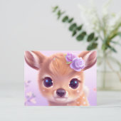 Fluffy Happy Baby Deer mit Elfenbeinnase Postkarte (Stehend Vorderseite)