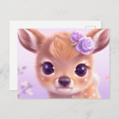 Fluffy Happy Baby Deer mit Elfenbeinnase Postkarte (Vorne/Hinten)