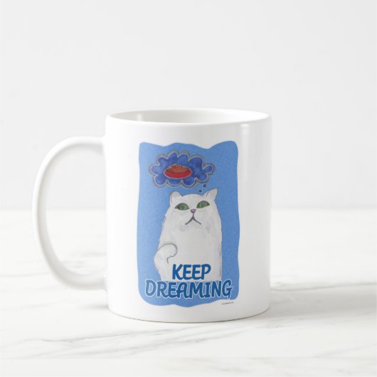 Fluffy Happy Dreaming Sweet Cat Cartoon Art Kaffeetasse (Links)