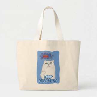 Fluffy Happy Dreaming Sweet Cat Illustration Jumbo Stoffbeutel