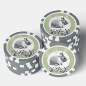 Fluffy Hare mit Schmetterlingen auf grünem Hinterg Pokerchips (Stapel)