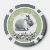 Fluffy Hare mit Schmetterlingen auf grünem Hinterg Pokerchips (Rückseite)
