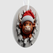 Fluffy Highland Cow Festive Ornament (Vorderseite)