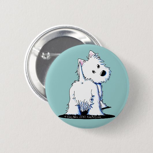 Fluffy Hintern Westie Button (Vorne & Hinten)