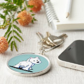 Fluffy Hintern Westie Schlüsselanhänger (Seite)