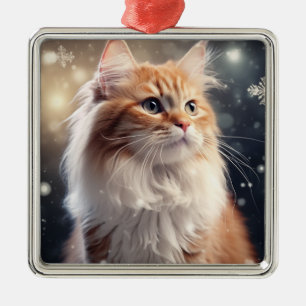 FLUFFY HOLIDAY CHRISTMAS TABBY KITTEN ORNAMENT AUS METALL