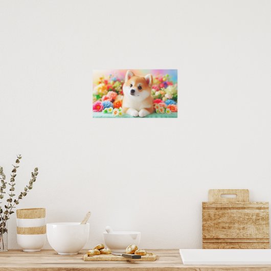 Fluffy Hund mit Big Eyes | Joyful Pet Image Poster (Küche)