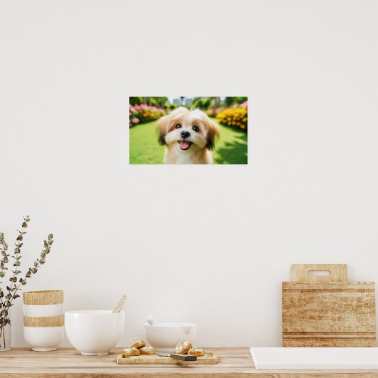 Fluffy Hund mit Big Eyes | Joyful Pet Image Poster (Küche)