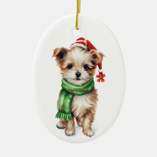 Fluffy Hund mit Scarf Ornament - Gemütlicher Urlau (Vorne)