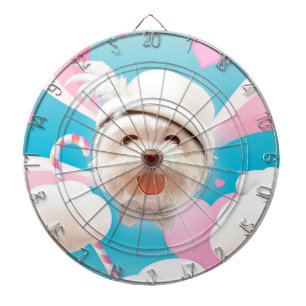 Fluffy Hund mit Weißhut Dartscheibe