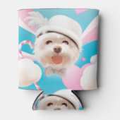Fluffy Hund mit Weißhut Dosenkühler (Vorderseite)