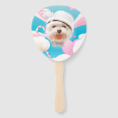 Fluffy Hund mit Weißhut Fächer (Vorderseite)