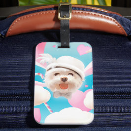 Fluffy Hund mit Weißhut Gepäckanhänger