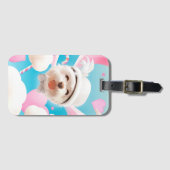 Fluffy Hund mit Weißhut Gepäckanhänger (Vorderseite (Horizontal))