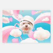 Fluffy Hund mit Weißhut Geschenkpapier Set (Vorderseite)