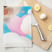 Fluffy Hund mit Weißhut Geschirrtuch (Viertel Falte)