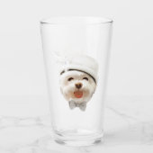 Fluffy Hund mit Weißhut Glas (Vorderseite)