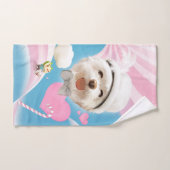 Fluffy Hund mit Weißhut Handtuch (Handtuch)